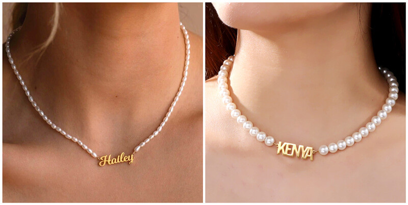 custom pearl name choker jewelry wholesale personalized small pearl necklace with name 
